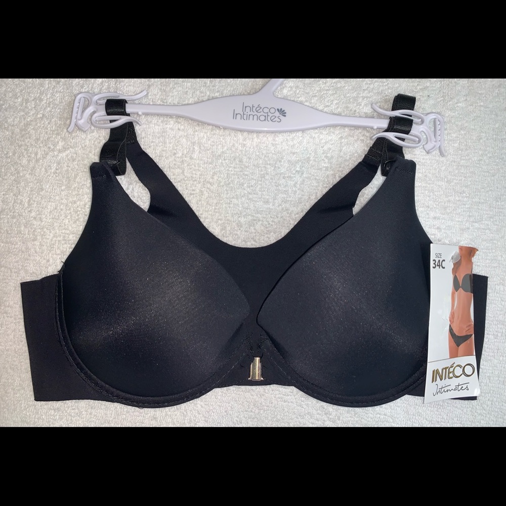 Inte’co Intimates Black Seamless Front Closure Padded 34C Bra